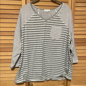 August Mist Gray Striped Women's Top